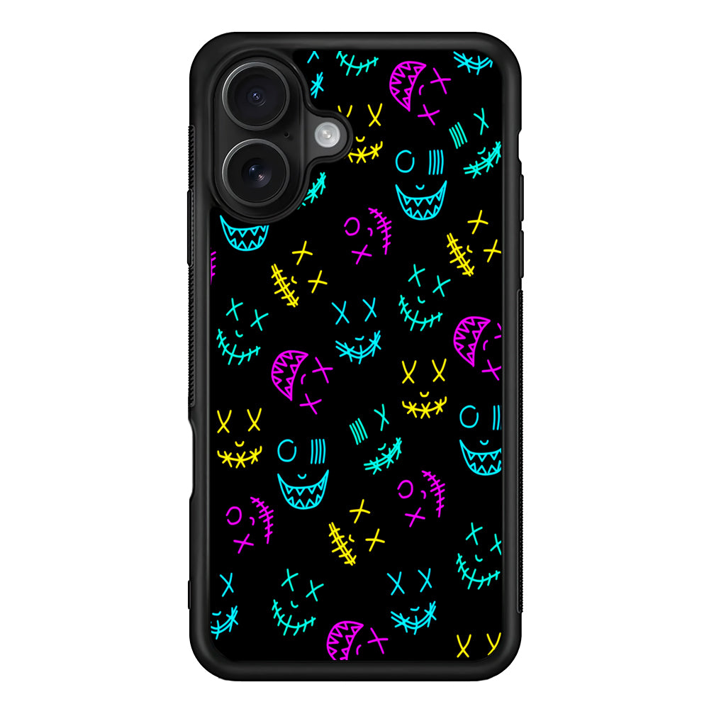 Neon Masks Smile iPhone 16 Case - Oxvistore