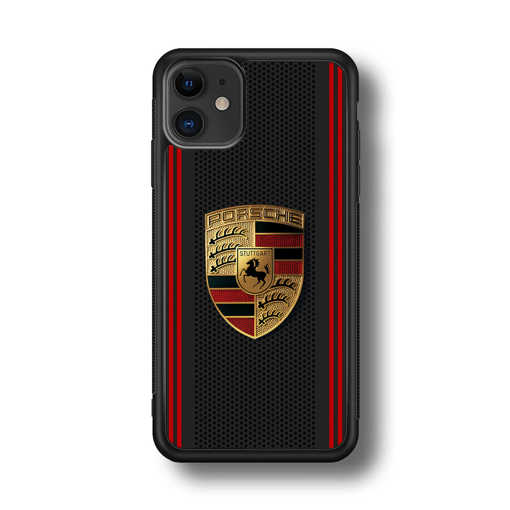 Porsche Gold Emblem iPhone 12 Case | Slim Rubber Case for iPhone 12