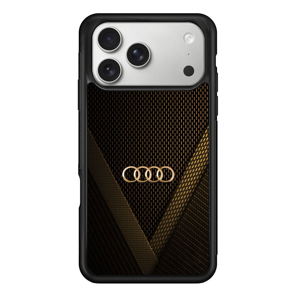 Audi Logo Gold Against a Dark iPhone 17 Pro Case | Slim Rubber Case for iPhone 17 Pro