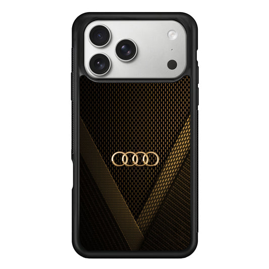 Audi Logo Gold Against a Dark iPhone 17 Pro Case | Slim Rubber Case for iPhone 17 Pro