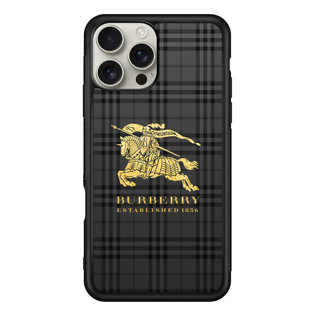 Burberry Simple Dark Grey iPhone 16 Pro Max Case | Slim Rubber Case for iPhone 16 Pro Max