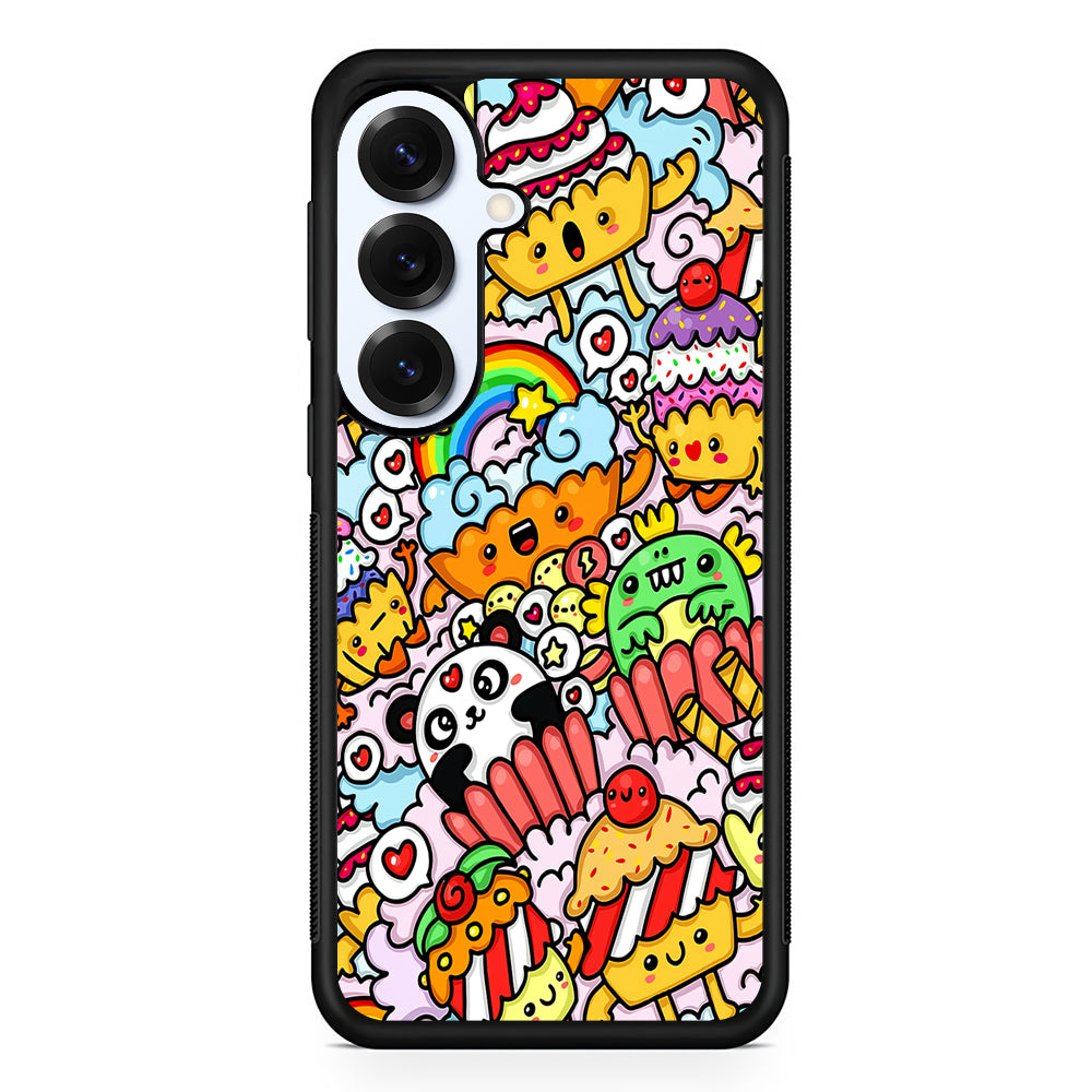 Kawaii Cupcake Graffiti Doodles Samsung Galaxy S25 Plus Case | Slim Rubber Cover for Samsung Galaxy S25 Plus