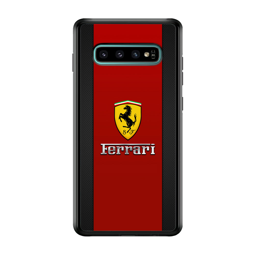 Ferrari Luxury Car Stripe Logo Samsung Galaxy S10 Plus Case | Slim Rubber Case for Samsung Galaxy S10 Plus