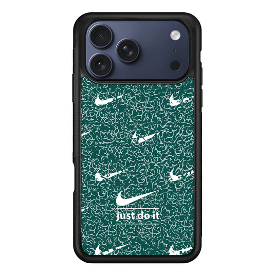 Nike White in Green Patern iPhone 17 Pro Max Case | Durable Rubber Case for iPhone 17 Pro Max