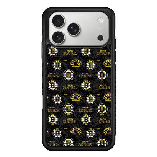 Boston Bruins Pattern iPhone 17 Pro Case | Slim Rubber Case for iPhone 17 Pro