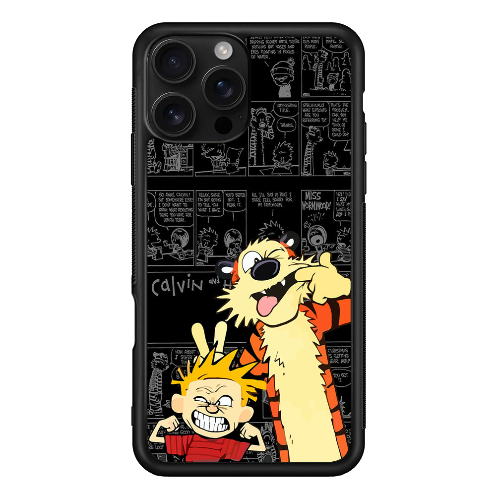 Calvin and Hobbes Comic Background iPhone 16 Pro Case | Durable Protective Case for iPhone 16 Pro