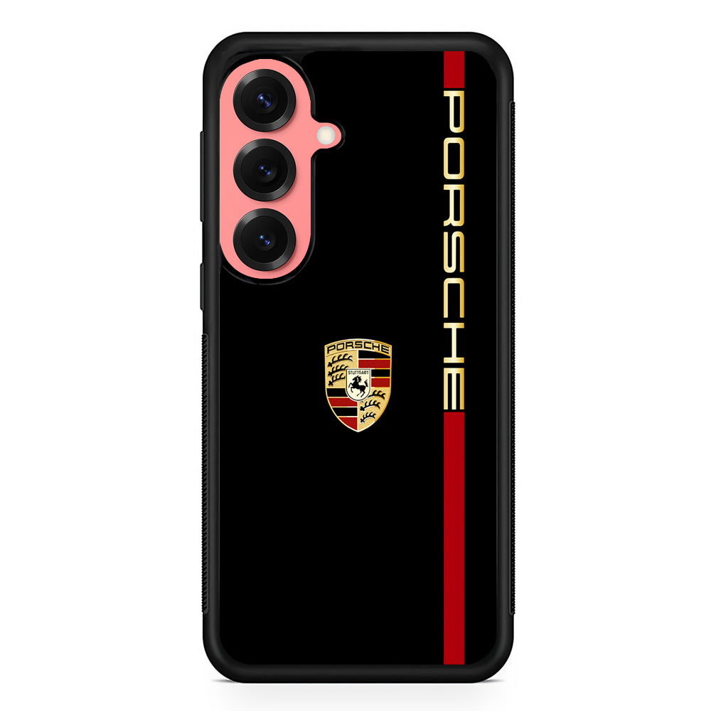 Porsche Car Logo Luxury Samsung Galaxy S25 Case | Slim Rubber Case for Samsung Galaxy S25