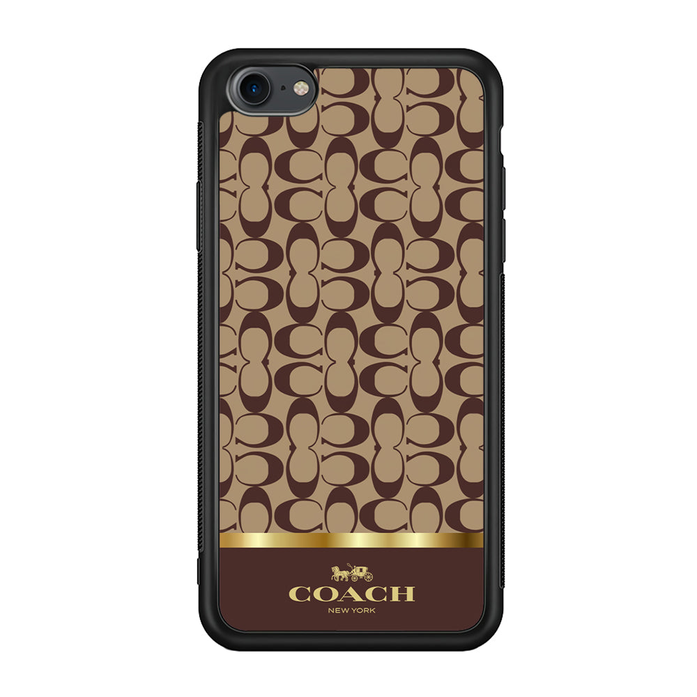 Coach Brown Gold Line iPhone 8 Case | Slim Rubber Case for iPhone 8