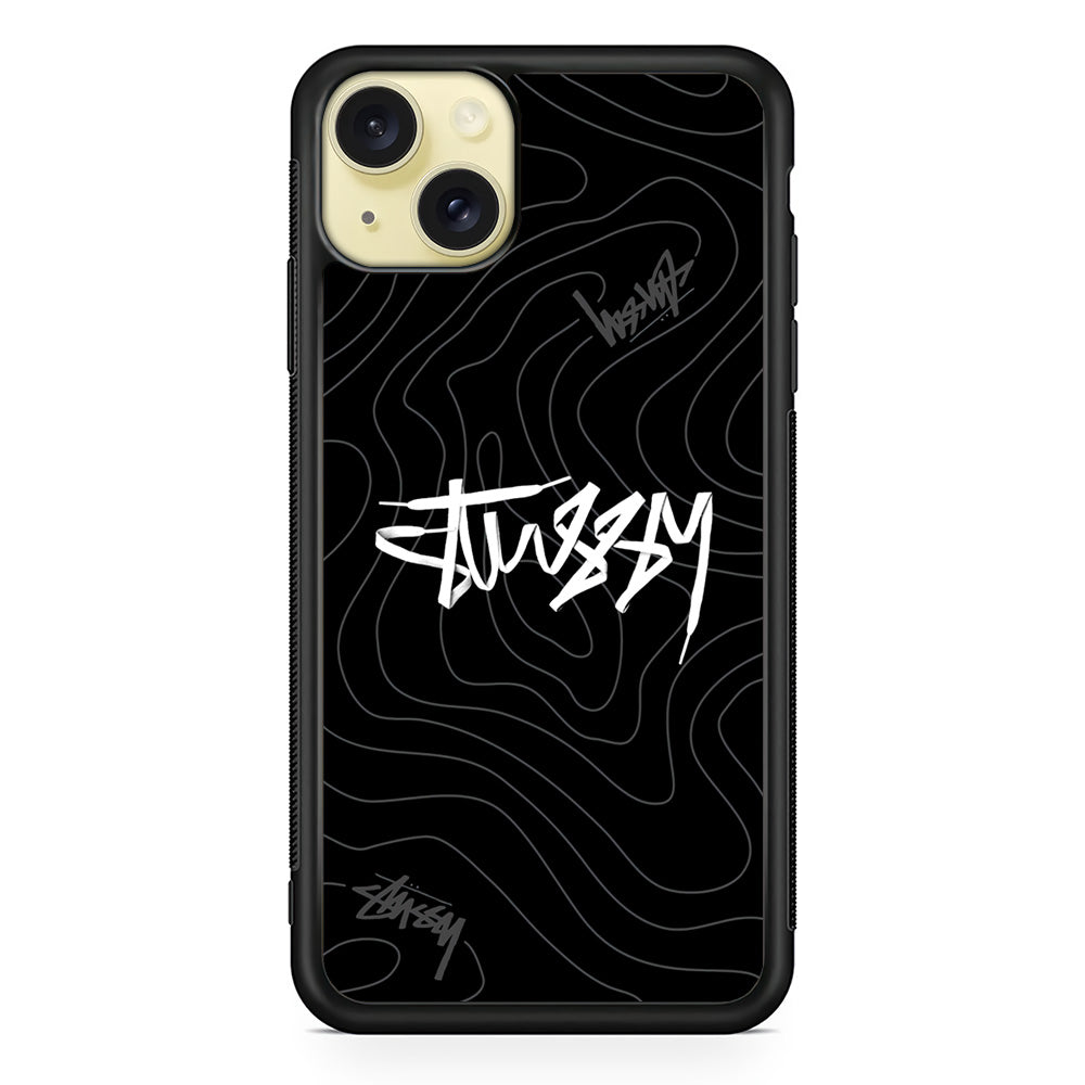 Stussy Black Vibes iPhone 15 Plus Case | Slim Rubber Case for iPhone 15 Plus
