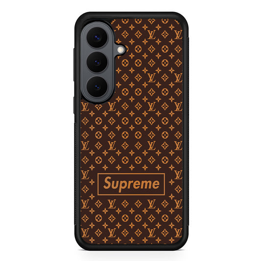 Louis Vuitton X Supreme Brown Background Samsung Galaxy S26 Plus Case | Slim Rubber Case for Samsung Galaxy S26 Plus