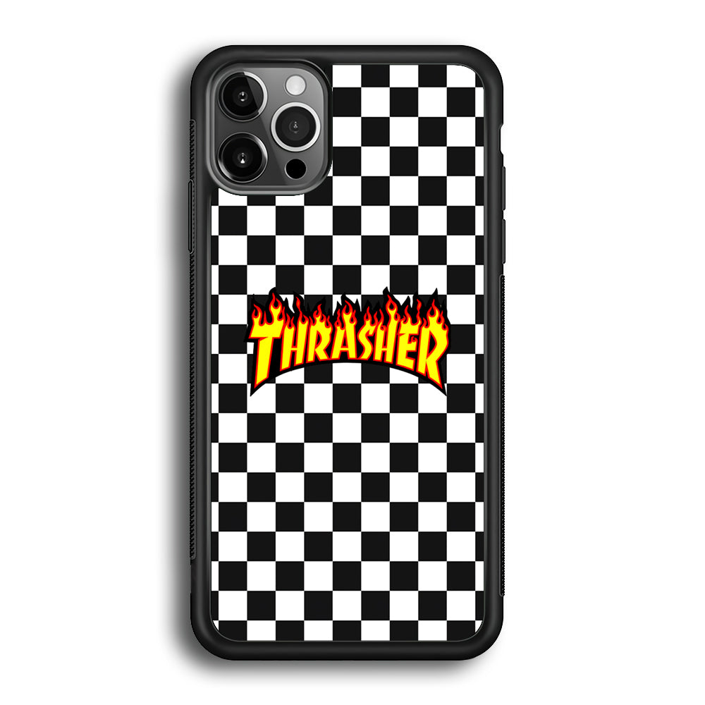 Thrasher Chess Pattern iPhone 12 Pro Max Case | Slim Rubber Case for iPhone 12 Pro Max