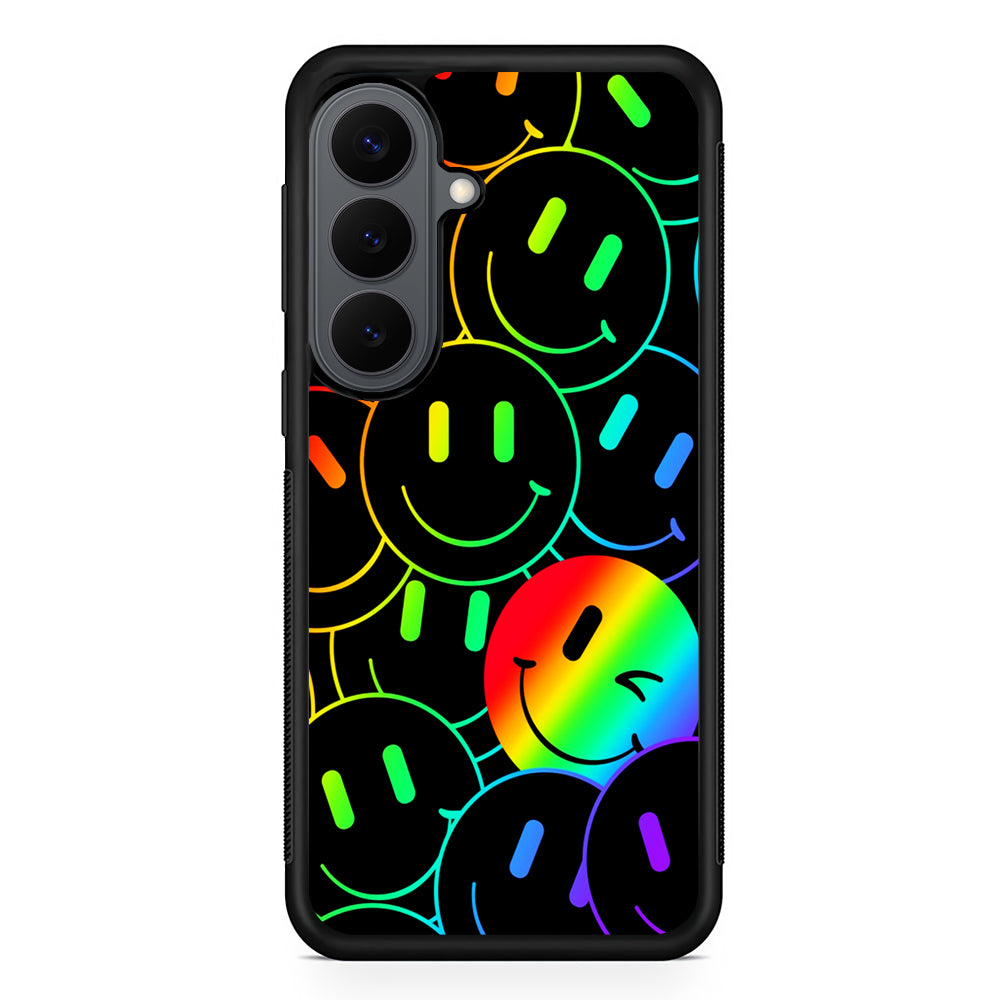 Dark Rainbow Smiley Face Samsung Galaxy S26 Plus Case | Slim Rubber Case for Samsung Galaxy S26 Plus