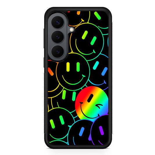 Dark Rainbow Smiley Face Samsung Galaxy S26 Plus Case | Slim Rubber Case for Samsung Galaxy S26 Plus