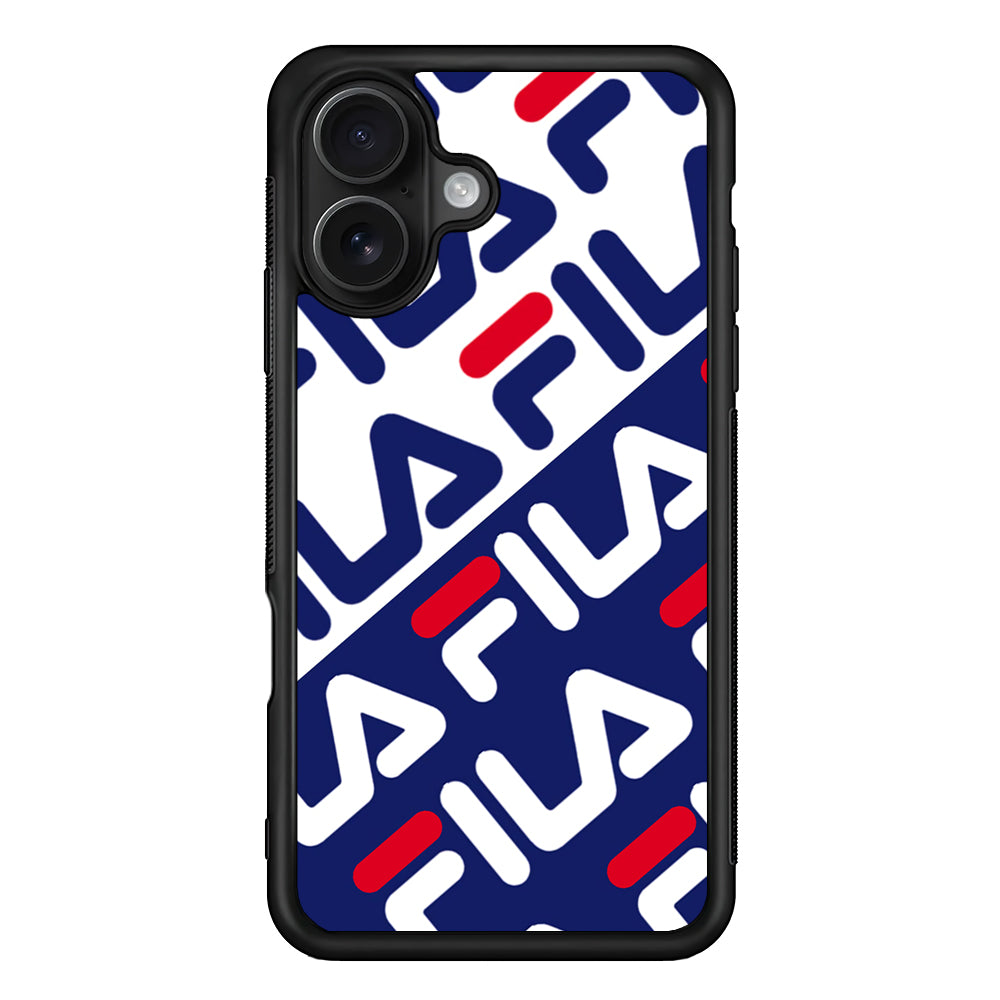 Fila Patern in Slope iPhone 16 Case | Slim Rubber Case for iPhone 16
