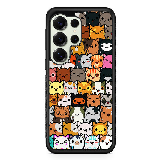 Kawaii Cute Cats Lovers Pattern Samsung Galaxy S25 Ultra Case | Durable Rubber Case for Samsung Galaxy S25 Ultra