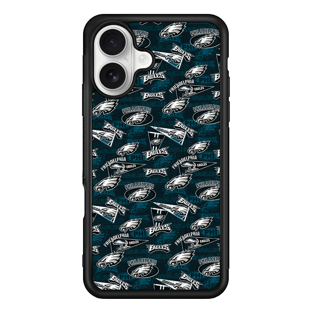 Philadelphia Eagles Patterns iPhone 16 Plus Case | Durable Protective Rubber Cover