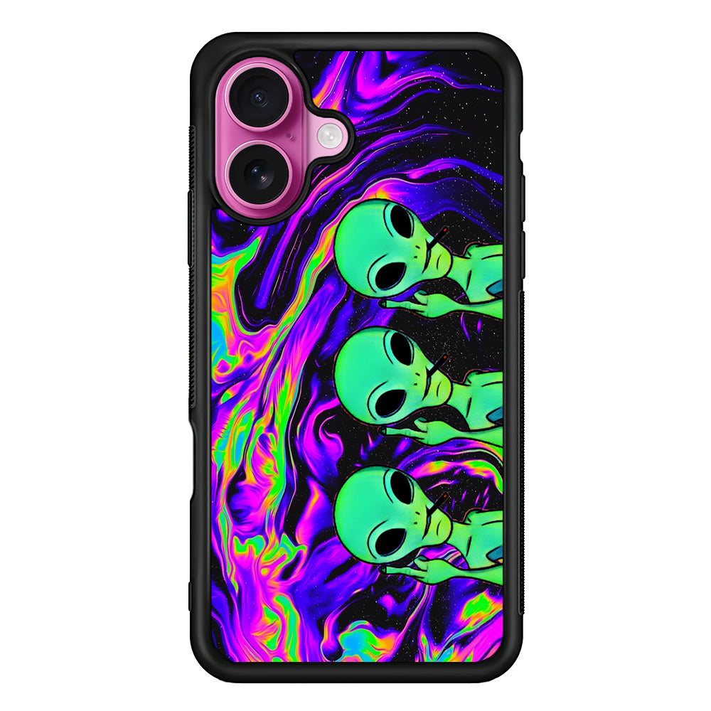 Marble Three Aliens iPhone 17 Case | Slim Protective Rubber Phone Cover