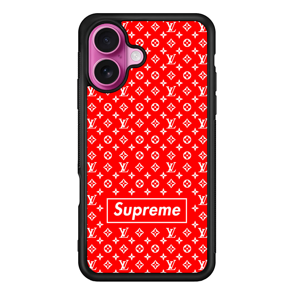 Louis Vuitton X Supreme Red Background iPhone 17 Case | Slim Rubber Case for iPhone 17