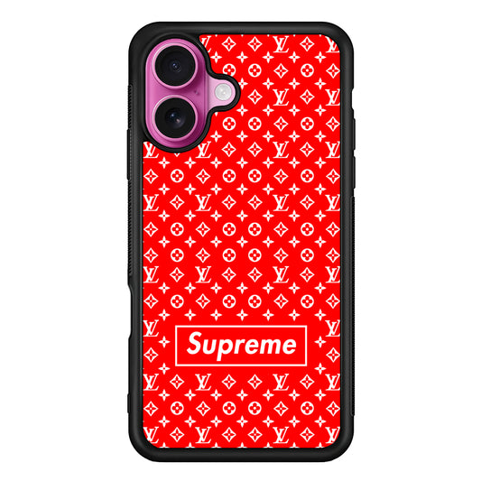 Louis Vuitton X Supreme Red Background iPhone 17 Case | Slim Rubber Case for iPhone 17