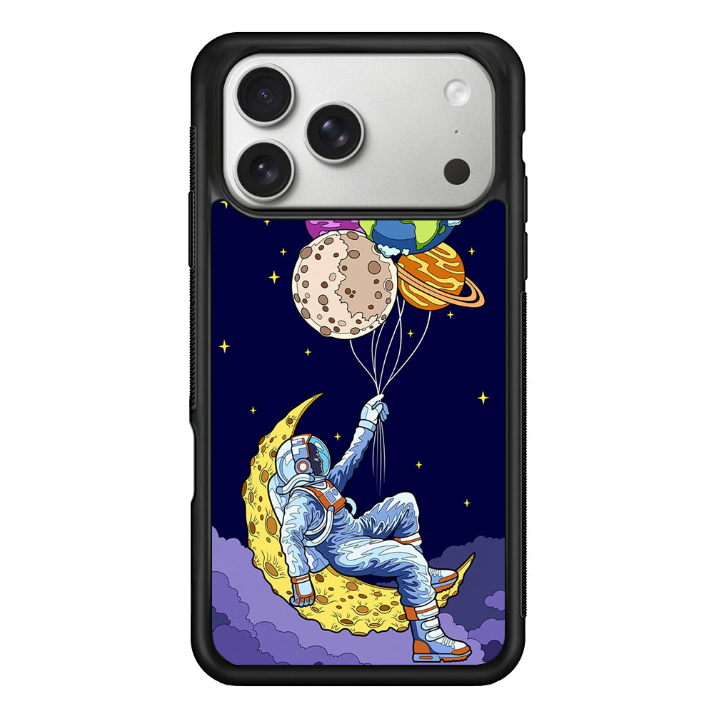 Astronaut Relaxing Holding Planet iPhone 17 Pro Case | Slim Rubber Case for iPhone 17 Pro