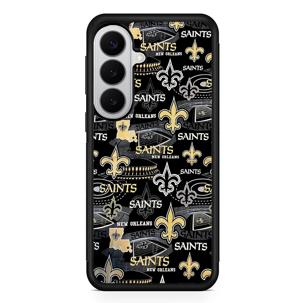 New Orleans Saints Pattern Samsung Galaxy S26 Case | Protective Rubber Cover