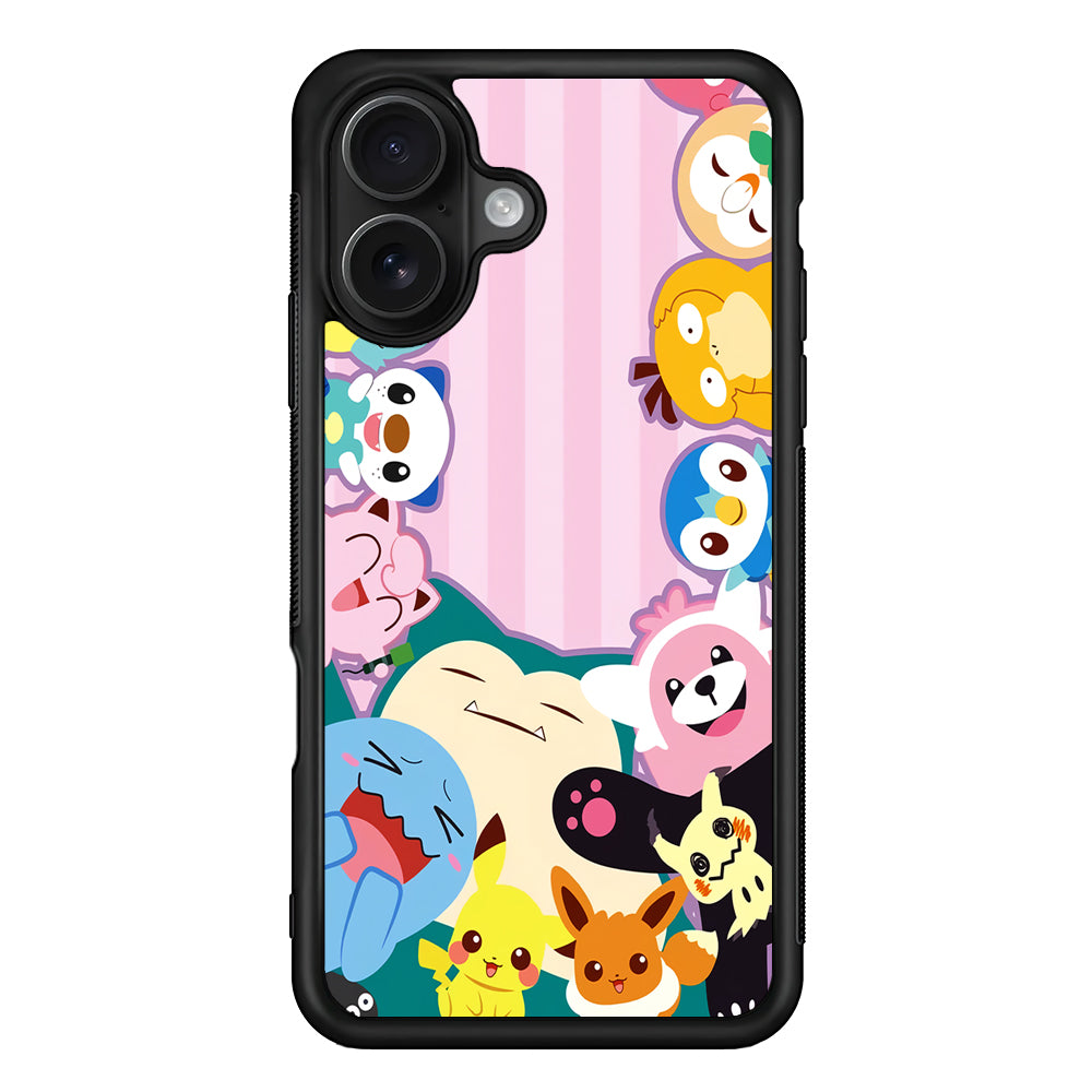 Aesthetic Pokemon Pink Stripe iPhone 16 Case - Oxvistore