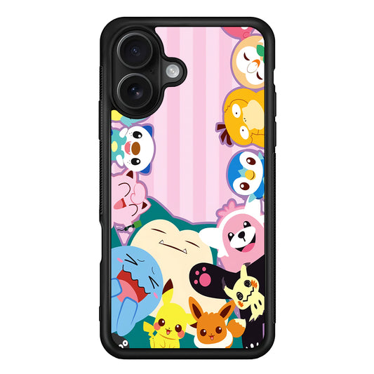 Aesthetic Pokemon Pink Stripe iPhone 16 Case - Oxvistore