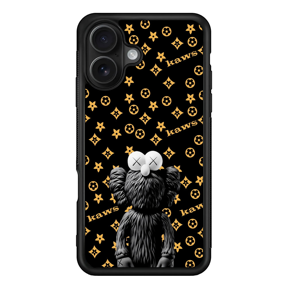 Louis Vuitton X Kaws Black Background iPhone 16 Case | Slim Rubber Case for iPhone 16