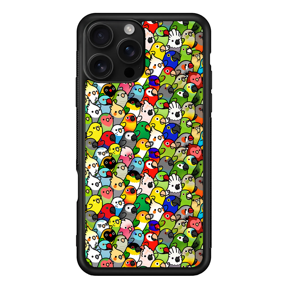 Kawaii Birds Pattern iPhone 16 Pro Case | Durable Protective Case for iPhone 16 Pro