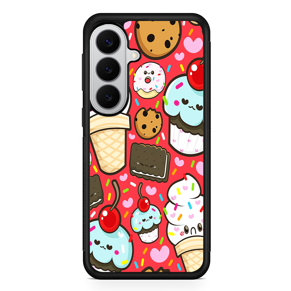 Cute Desserts Cupcake Samsung Galaxy S26 Case | Protective Rubber Cover