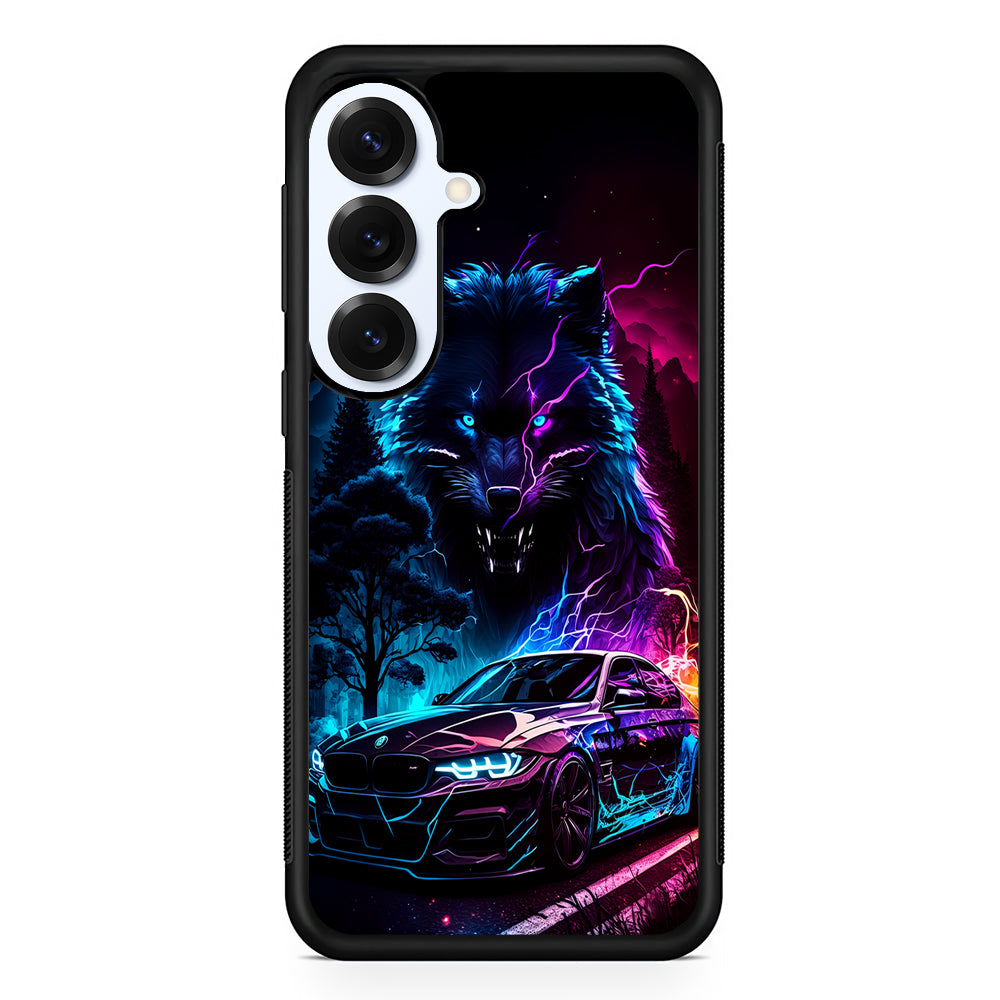 Neon Wolf and Car Northern Samsung Galaxy S25 Plus Case | Slim Rubber Cover for Samsung Galaxy S25 Plus