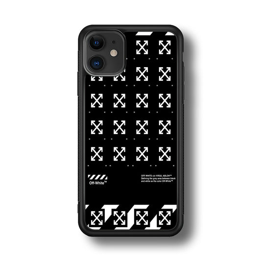 Off White Logo Black Pattern iPhone 12 Case | Slim Rubber Case for iPhone 12