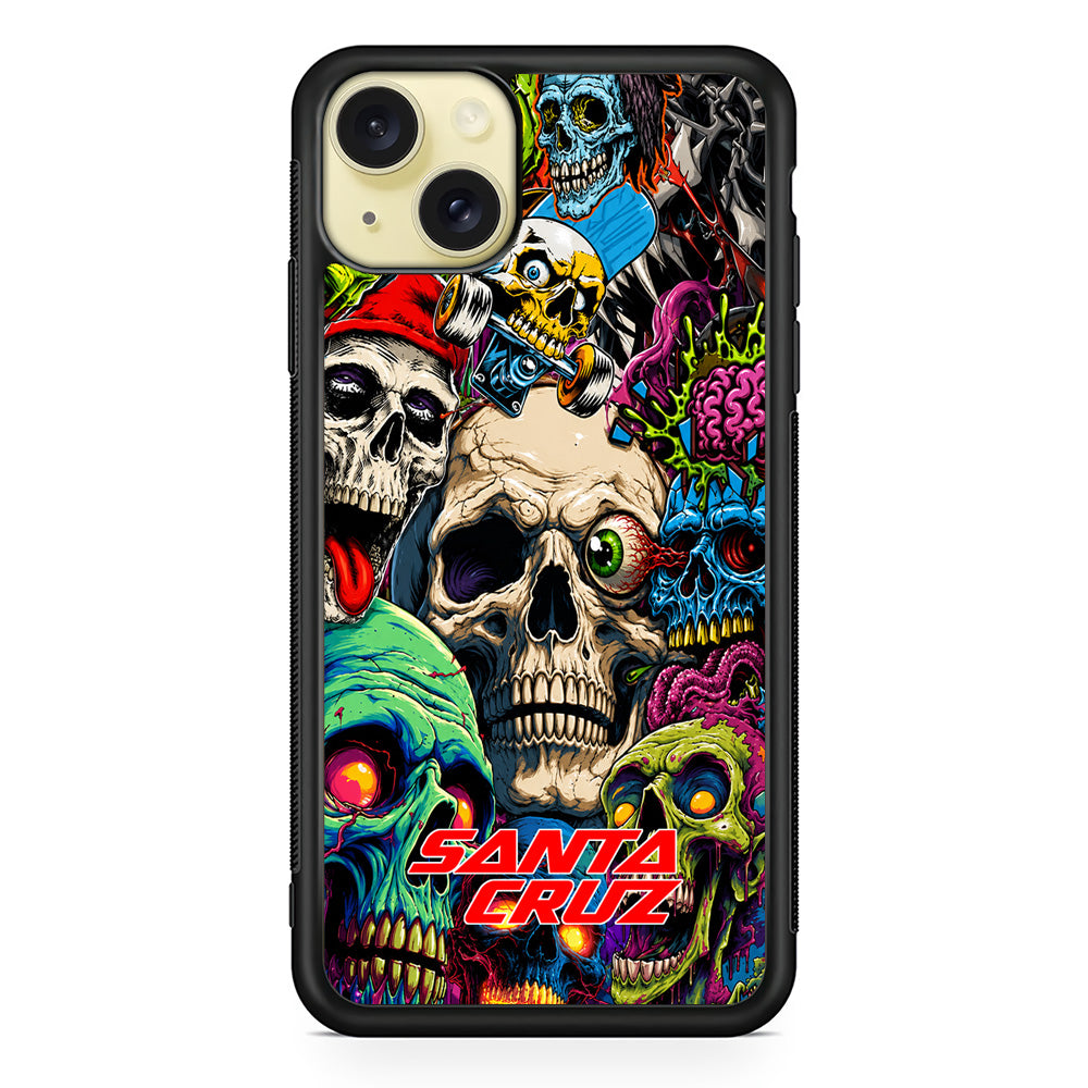 Santa Cruz Skateboard Skull iPhone 15 Plus Case | Slim Rubber Case for iPhone 15 Plus