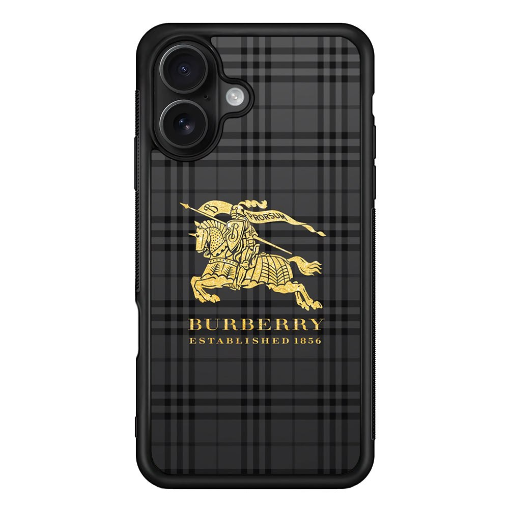 Burberry Simple Dark Grey iPhone 16 Case | Slim Rubber Case for iPhone 16
