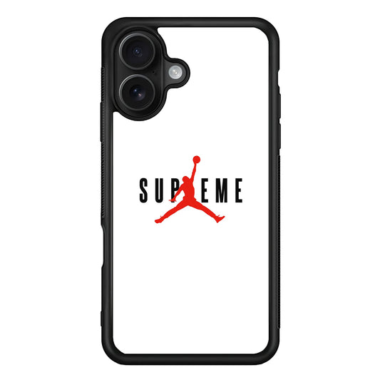 Jordan X Supreme White Background iPhone 16 Case | Slim Rubber Case for iPhone 16