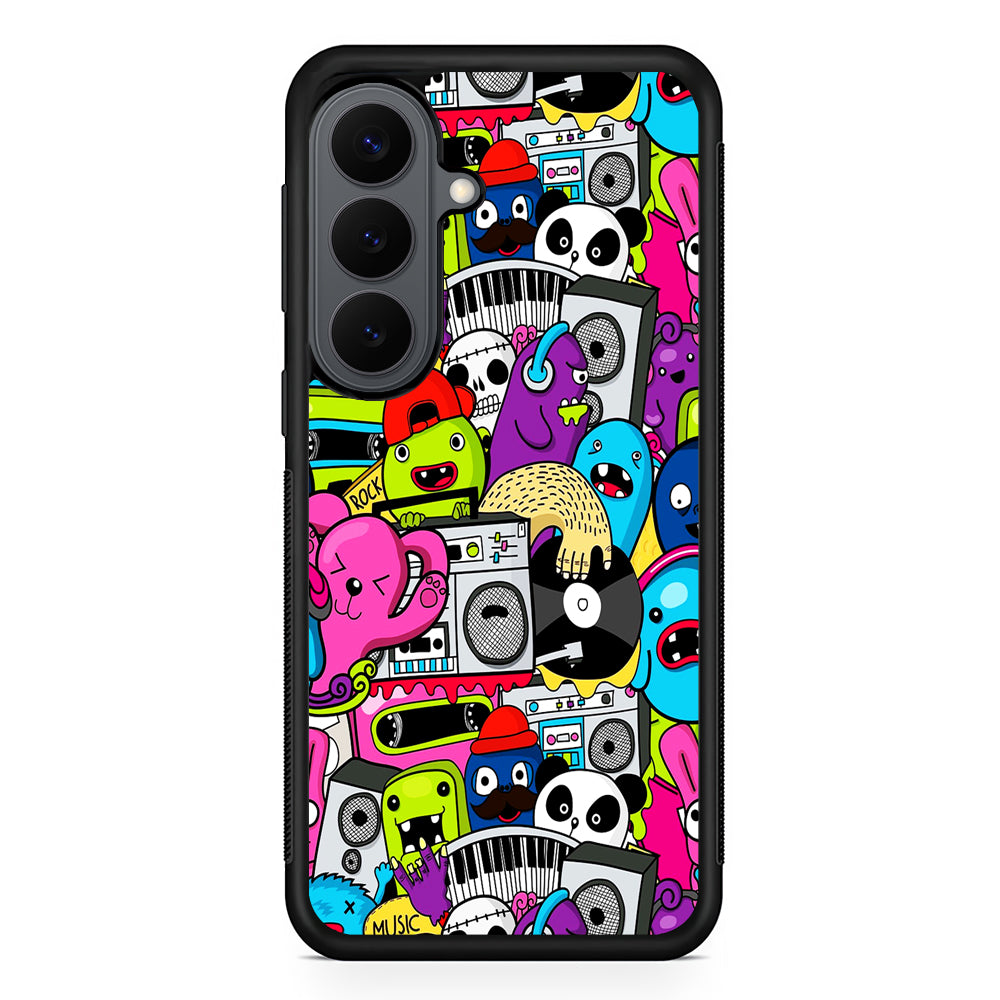 Doodle Monsters Music Pattern Samsung Galaxy S26 Plus Case | Slim Rubber Case for Samsung Galaxy S26 Plus