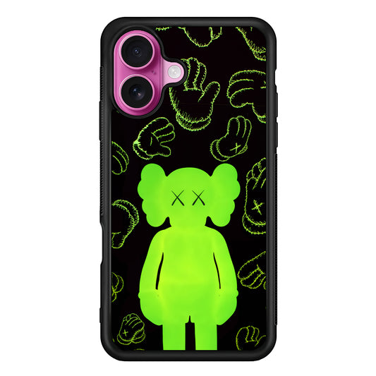 Kaws Doll Glowing Green iPhone 17 Case | Slim Rubber Case for iPhone 17