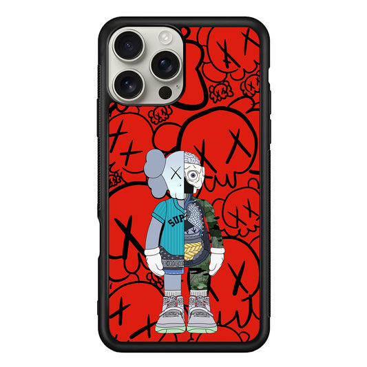 Kaws Graffiti Red iPhone 16 Pro Max Case | Slim Rubber Case for iPhone 16 Pro Max