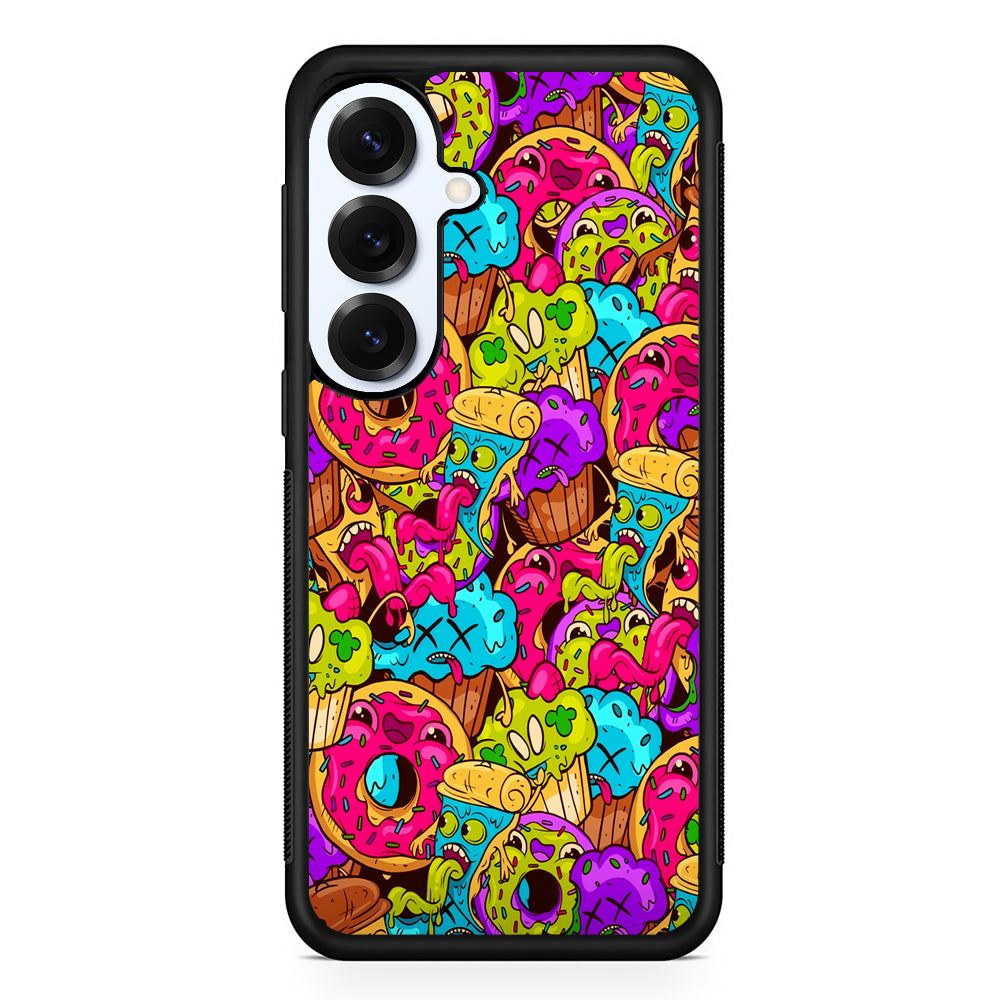 Cartoon Food Monster Doodle Samsung Galaxy S25 Plus Case | Slim Rubber Cover for Samsung Galaxy S25 Plus