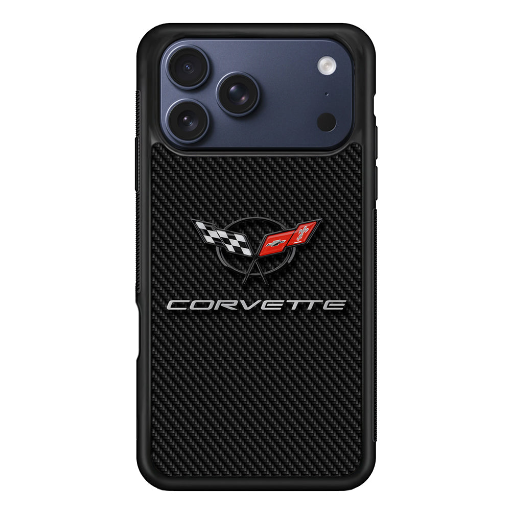 Chevrolet Corvette Logo Carbon iPhone 17 Pro Max Case | Slim Rubber Case for iPhone 17 Pro Max