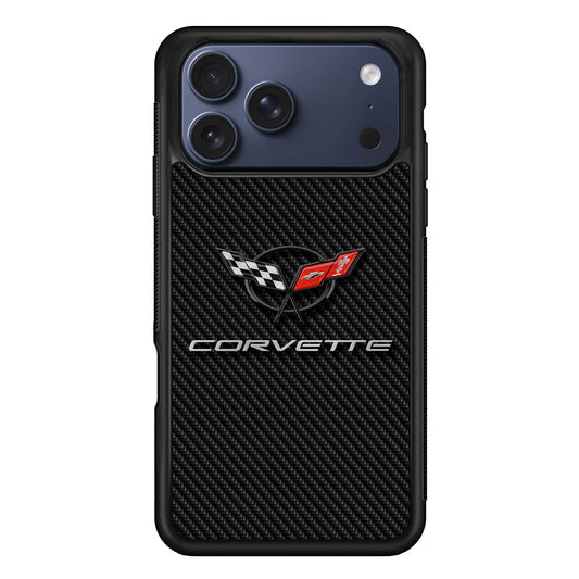 Chevrolet Corvette Logo Carbon iPhone 17 Pro Max Case | Slim Rubber Case for iPhone 17 Pro Max