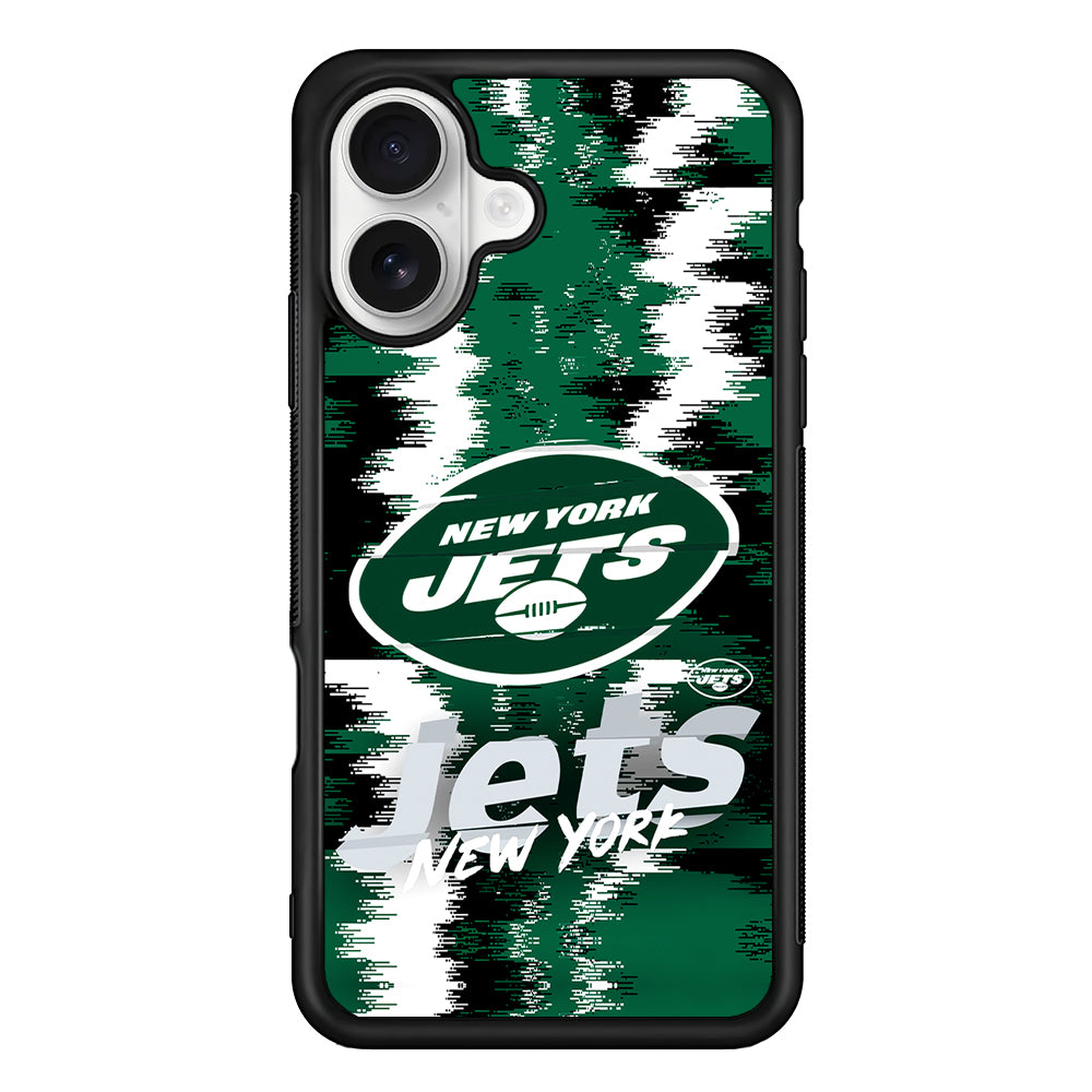 New York Jets Abstract Color iPhone 16 Plus Case | Durable Protective Rubber Cover