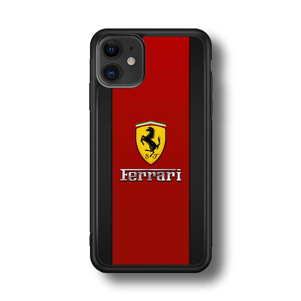 Ferrari Luxury Car Stripe Logo iPhone 12 Case | Slim Rubber Case for iPhone 12