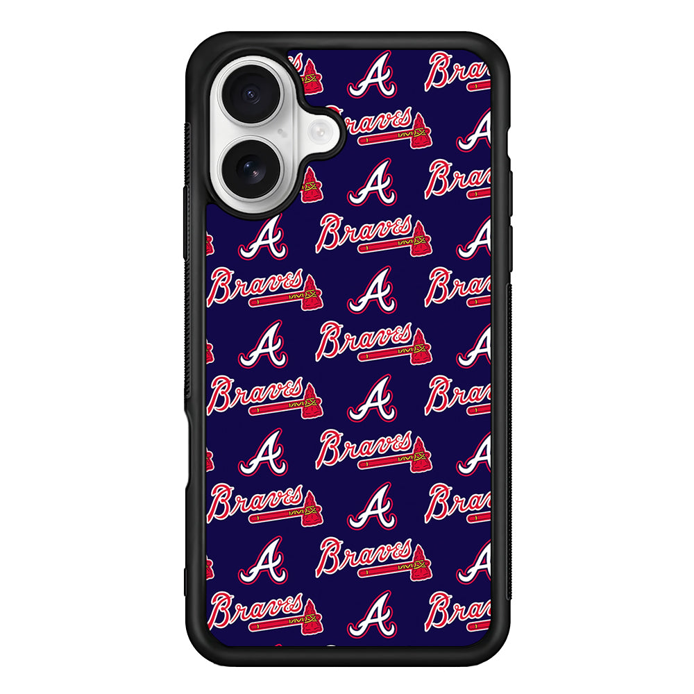 Atlanta Braves Pattern iPhone 16 Plus Case | Durable Protective Rubber Cover