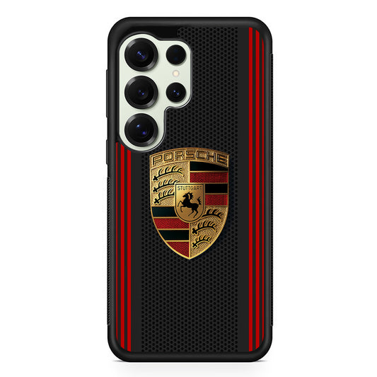 Porsche Gold Emblem Samsung Galaxy S25 Ultra Case | Slim Rubber Case for Samsung Galaxy S25 Ultra