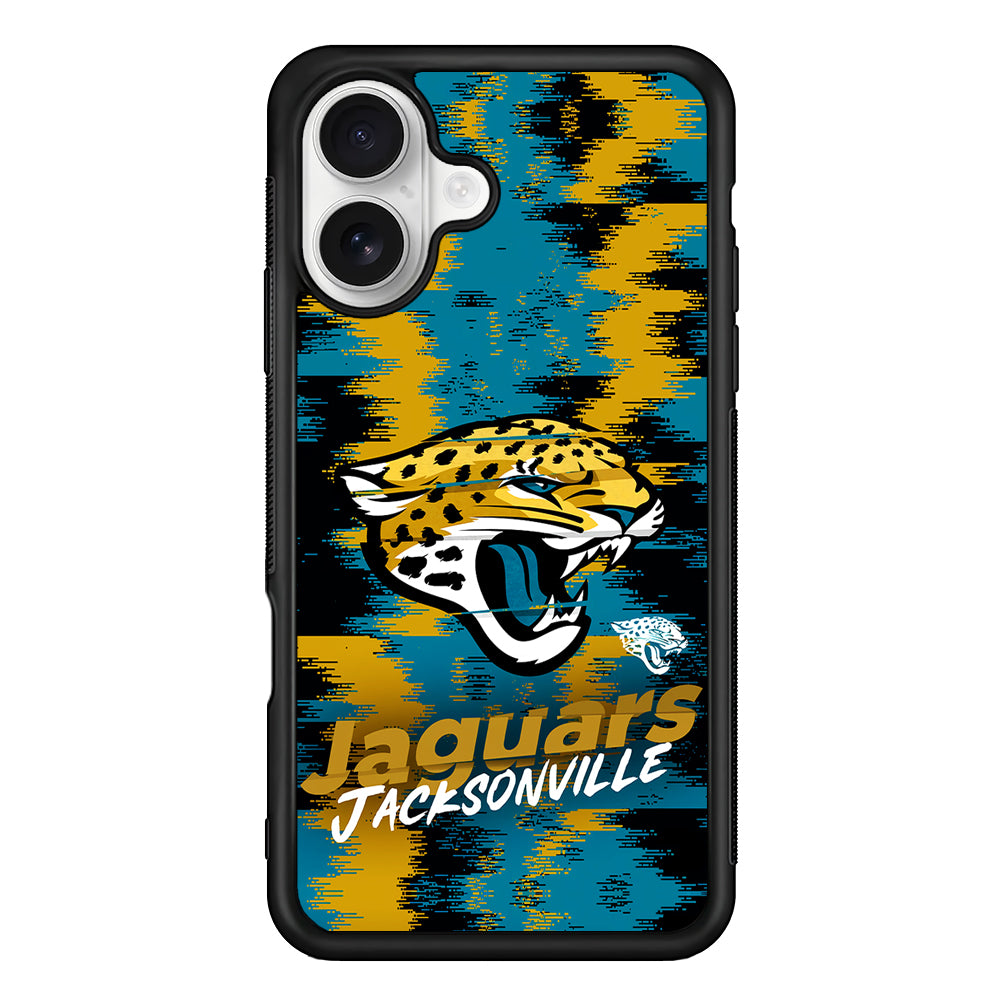 Jacksonville Jaguars Abstract Color iPhone 16 Plus Case | Durable Protective Rubber Cover