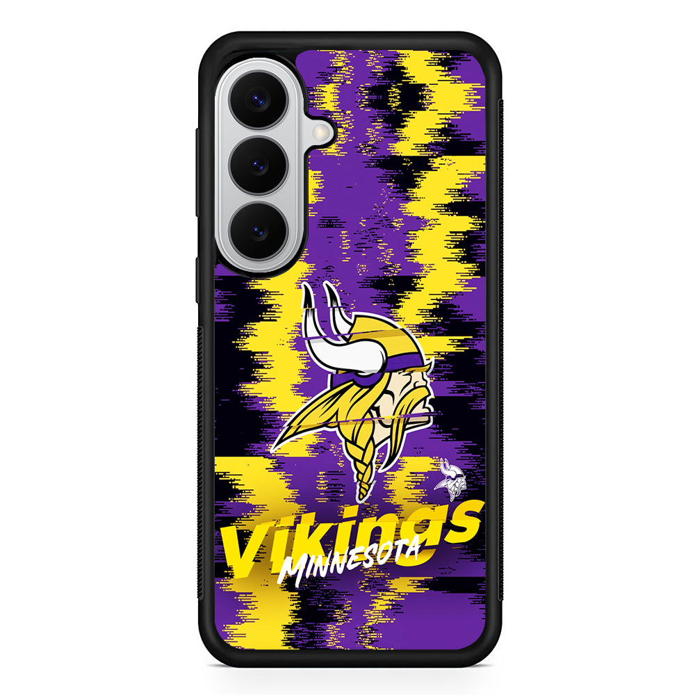 Minnesota Vikings Abstract Color Samsung Galaxy S26 Case | Protective Rubber Cover