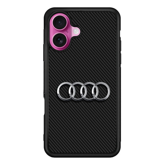 Audi Metal Against a Dark Carbon iPhone 17 Case | Slim Rubber Case for iPhone 17