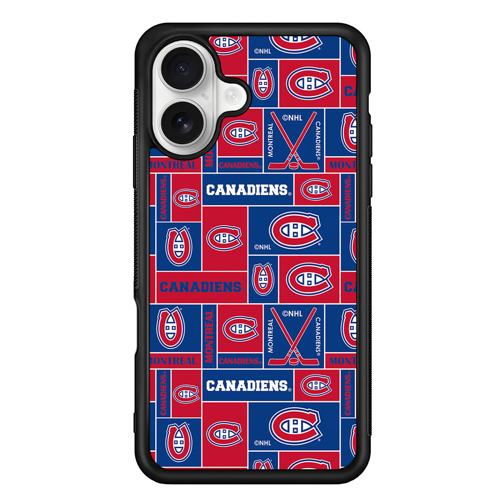 Montreal Canadiens Pattern iPhone 16 Plus Case | Durable Protective Rubber Cover