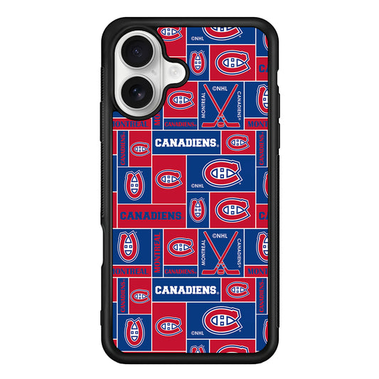 Montreal Canadiens Pattern iPhone 16 Plus Case | Durable Protective Rubber Cover
